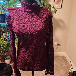 Wine Lace Blouse (Stretch)